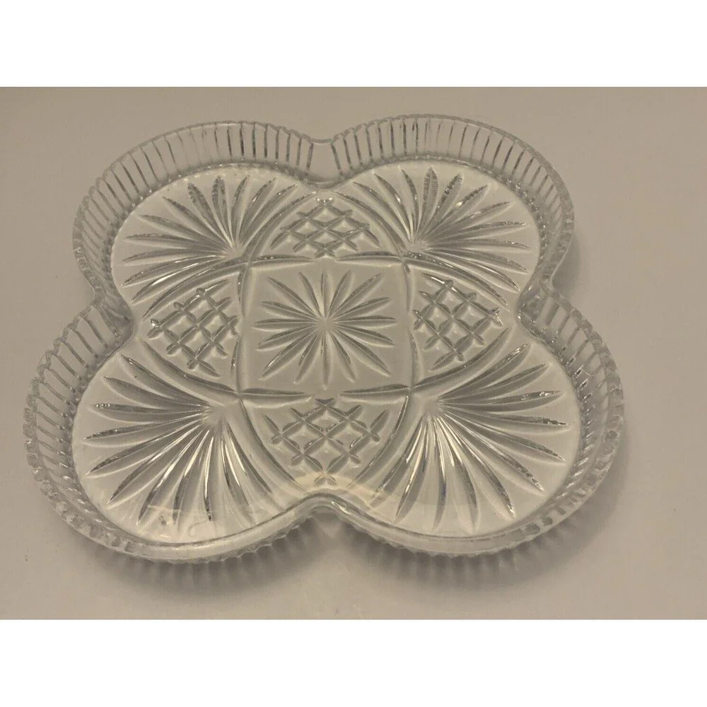 SHANNON CRYSTAL 5 piece serving tray & dip/berry/nuts bowls